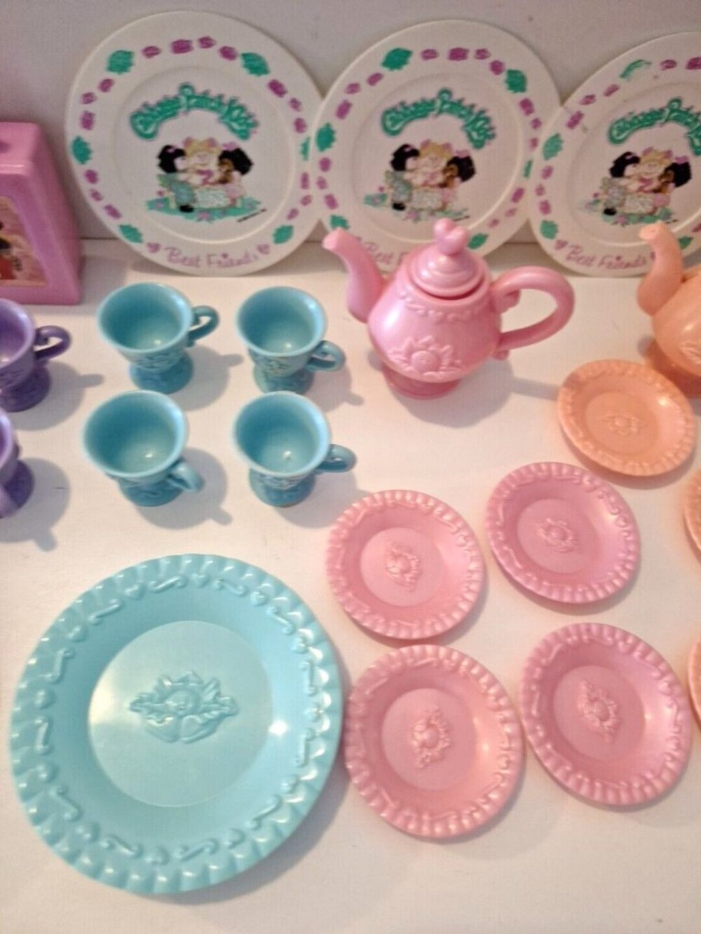 Cabbage Patch Kids Tea Party 80s Doll Lunchbox Purple Pink Blue Vintage - Picture 3 of 11